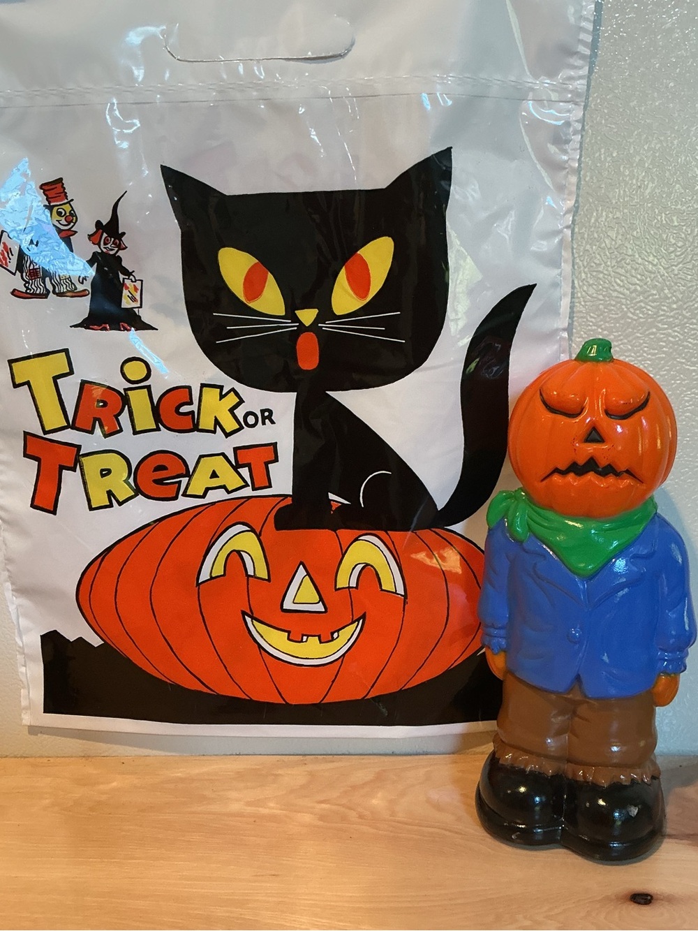 Vintage 1998 Empire 9" Halloween Blow Mold & 1970’s Trick or Treat Bag